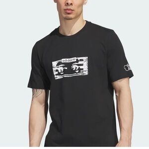 Adidas Mens Black Dill Eyes Short Sleeve Graphic T Shirt SZ LG Crew Neck Casual